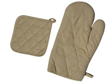 Load image into Gallery viewer, Set of 3 Heat Resistant Cotton Oven Glove, Mitts & 2 Pot Holder for Baking & BBQ