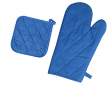 Load image into Gallery viewer, Set of 3 Heat Resistant Cotton Oven Glove, Mitts & 2 Pot Holder for Baking & BBQ