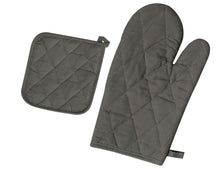 Load image into Gallery viewer, Set of 3 Heat Resistant Cotton Oven Glove, Mitts & 2 Pot Holder for Baking & BBQ