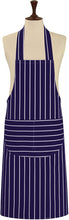 Load image into Gallery viewer, Blue & White Butchers Stripe 100% Cotton Bib Apron with Front Pockets (Blue)
