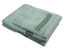 Load image into Gallery viewer, Luxury 100% Cotton Greek Key Embroidered Bath Towel 3 Piece Gift Bale Set