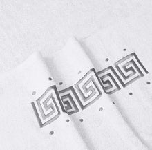 Load image into Gallery viewer, 3 Piece 600 GSM Greek Key Embroidered Towel Bale Set with Gift Ribbon