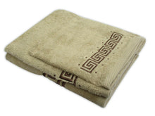 Load image into Gallery viewer, Luxury 100% Cotton Greek Key Embroidered Bath Towel 3 Piece Gift Bale Set
