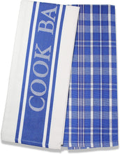 Load image into Gallery viewer, Rivera Home - Vintage Herringbone & Check Tea Towels Set - 100% Cotton Lint Free - Soft, Absorbent & Durable Kitchen Dish Towel - 50 x 76 cm - Machine Washable Quick Drying Towels (Blue, 2)