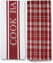 Load image into Gallery viewer, Rivera Home - Vintage Herringbone & Check Tea Towels Set - 100% Cotton Lint Free - Soft, Absorbent & Durable Kitchen Dish Towel - 50 x 76 cm - Machine Washable Quick Drying Towels (Blue, 2)