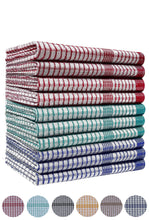 Load image into Gallery viewer, Pack of 10 Heavy Duty (80gm/pc) Wonder Dry Checked Cotton Kitchen Tea Towels
