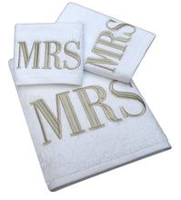 Load image into Gallery viewer, Luxury 100% Cotton Mr & Mrs Monogrammed Bath Towel 6 Piece Gift QCS