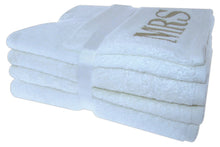 Load image into Gallery viewer, Luxury 100% Cotton Mr & Mrs Monogrammed Bath Towel 6 Piece Gift QCS