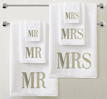 Load image into Gallery viewer, Luxury 100% Cotton Mr & Mrs Monogrammed Bath Towel 6 Piece Gift QCS