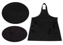 Load image into Gallery viewer, Chefs Apron 100% Cotton Catering With Bib Pockets Black Aprons