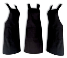 Load image into Gallery viewer, Chefs Apron 100% Cotton Catering With Bib Pockets Black Aprons