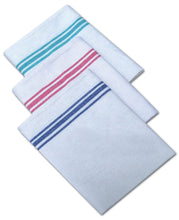 Load image into Gallery viewer, Cotton White With Coloured Stripe Tea Towel Pack of 10 QCS