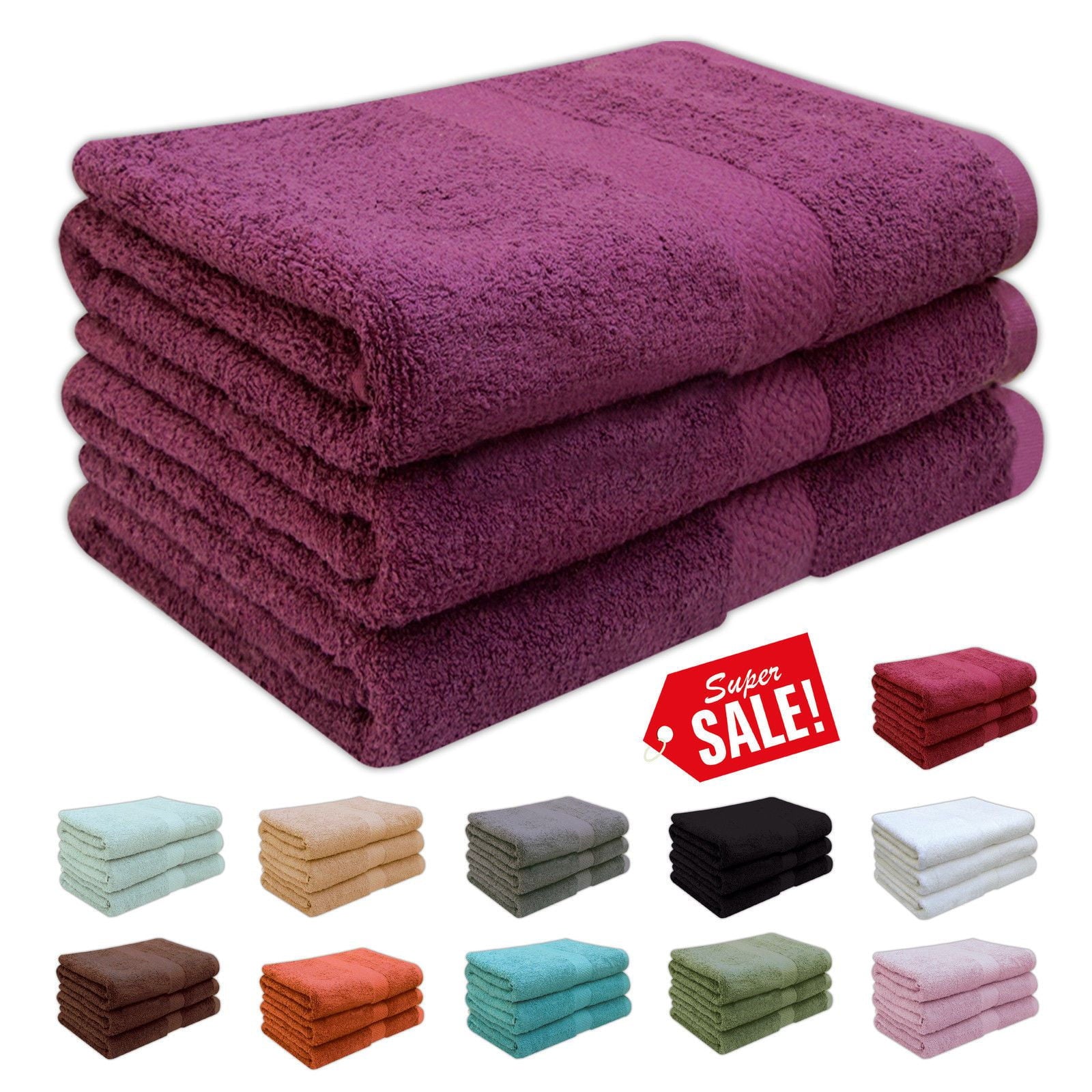 Luxury 100% Supersoft Cotton Heavy Quality Bath Towels 580 Gsm | Quick ...