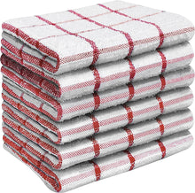 Load image into Gallery viewer, Quick Cleaning Supplies - 6 Kitchen Terry Tea Towel Set - Cotton – Reusable and Highly Absorbent Essential Dish Cloths - 39 x 65 cm - Tea Towels and Bar Towels (Green, 6)