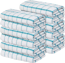 Load image into Gallery viewer, Quick Cleaning Supplies - 6 Kitchen Terry Tea Towel Set - Cotton – Reusable and Highly Absorbent Essential Dish Cloths - 39 x 65 cm - Tea Towels and Bar Towels (Green, 6)