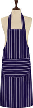 Load image into Gallery viewer, Blue &amp; White Butchers Stripe 100% Cotton Bib Apron with Front Pockets (Blue)

