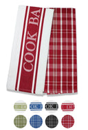 Rivera Home - Vintage Herringbone & Check Tea Towels Set - 100% Cotton Lint Free - Soft, Absorbent & Durable Kitchen Dish Towel - 50 x 76 cm - Machine Washable Quick Drying Towels (Blue, 2)
