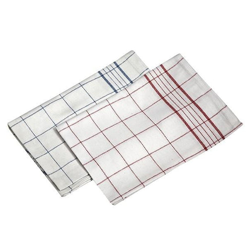 Check Twill Tea Towel in Red / Blue Checks 53x76cm (Pack 10) QCS