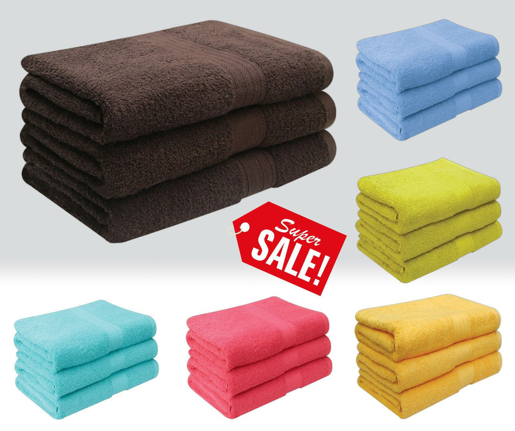 Deluxe 3 Piece 100% Supersoft Cotton Heavy Quality Bath Towels 580 Gsm QCS