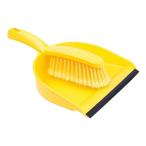 Professional Dustpan Brush with Soft Bristles in Yellow QCS