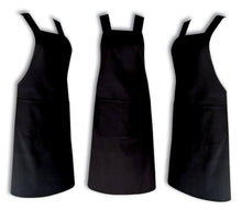 Load image into Gallery viewer, Chefs Apron 100% Cotton Catering With Bib Pockets Black Aprons
