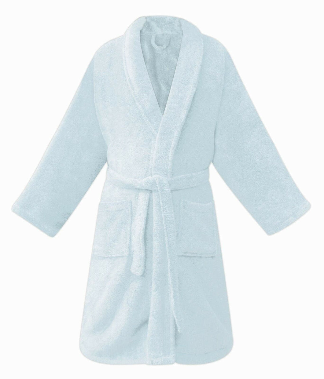 Unisex Terry Bathrobe 100% Zero Twist Cotton Towel Shawl Collar White SPA Gown QCS